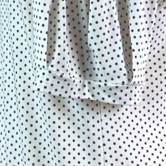 Ann Taylor Women’s Top Blouse Short Sleeves White Black Polka Dot Size XL - Picture 9 of 11
